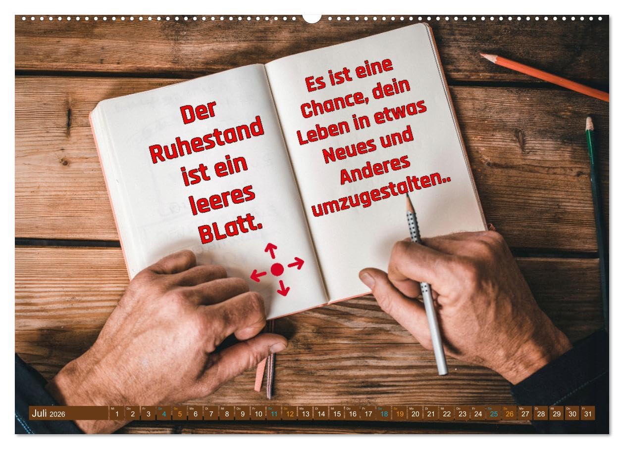 Ruhestand - das Leben neu entdecken (hochwertiger Premium Wandkalender 2026 DIN A2 quer), Kunstdruck in Hochglanz: Freiheit genießen, Neues entdecken (CALVENDO Gesundheit)