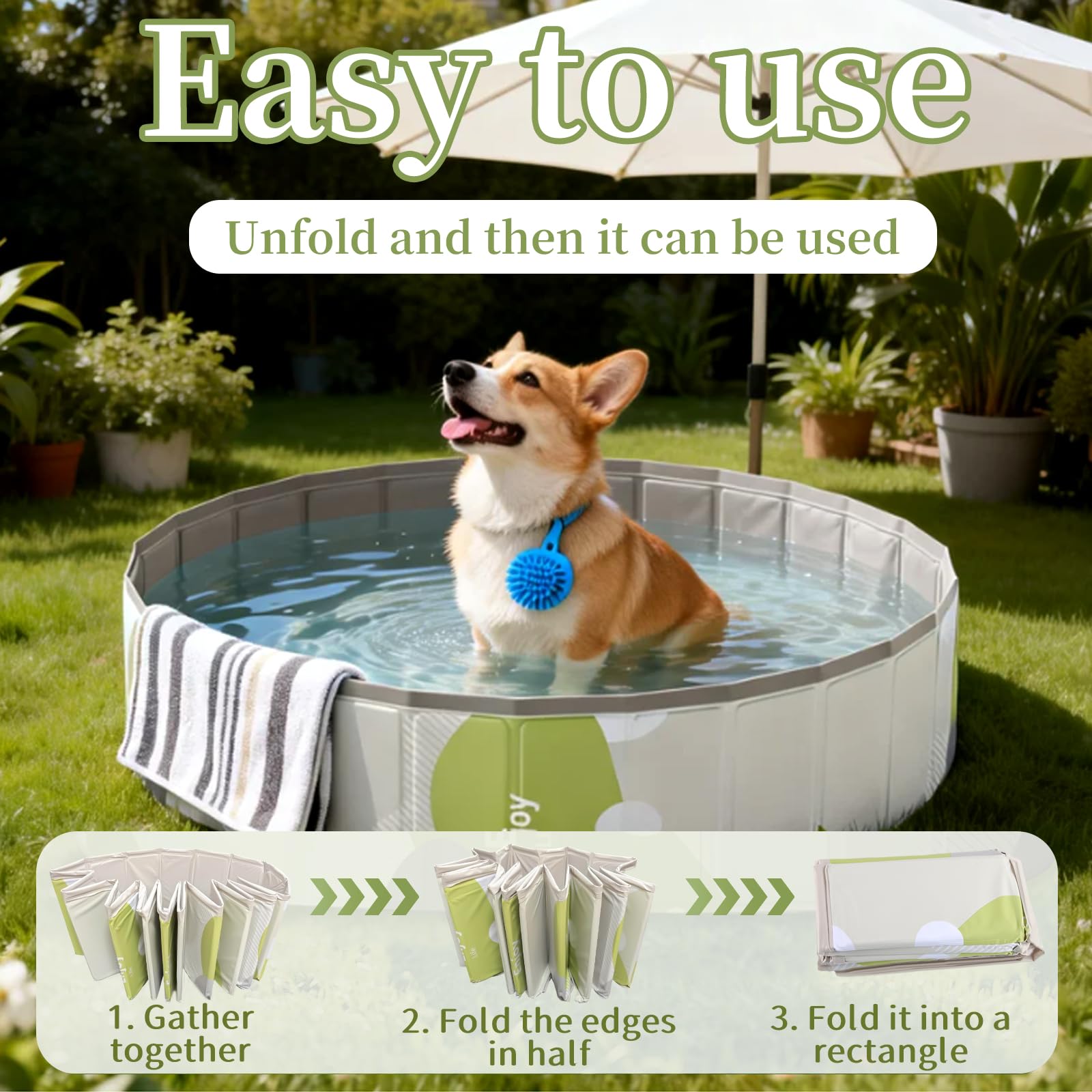 Piscine pour Chiens, pataugeoire Pliable pour Chiens, résistante à l'usure et antidérapante pour Animaux de Compagnie (Gris)