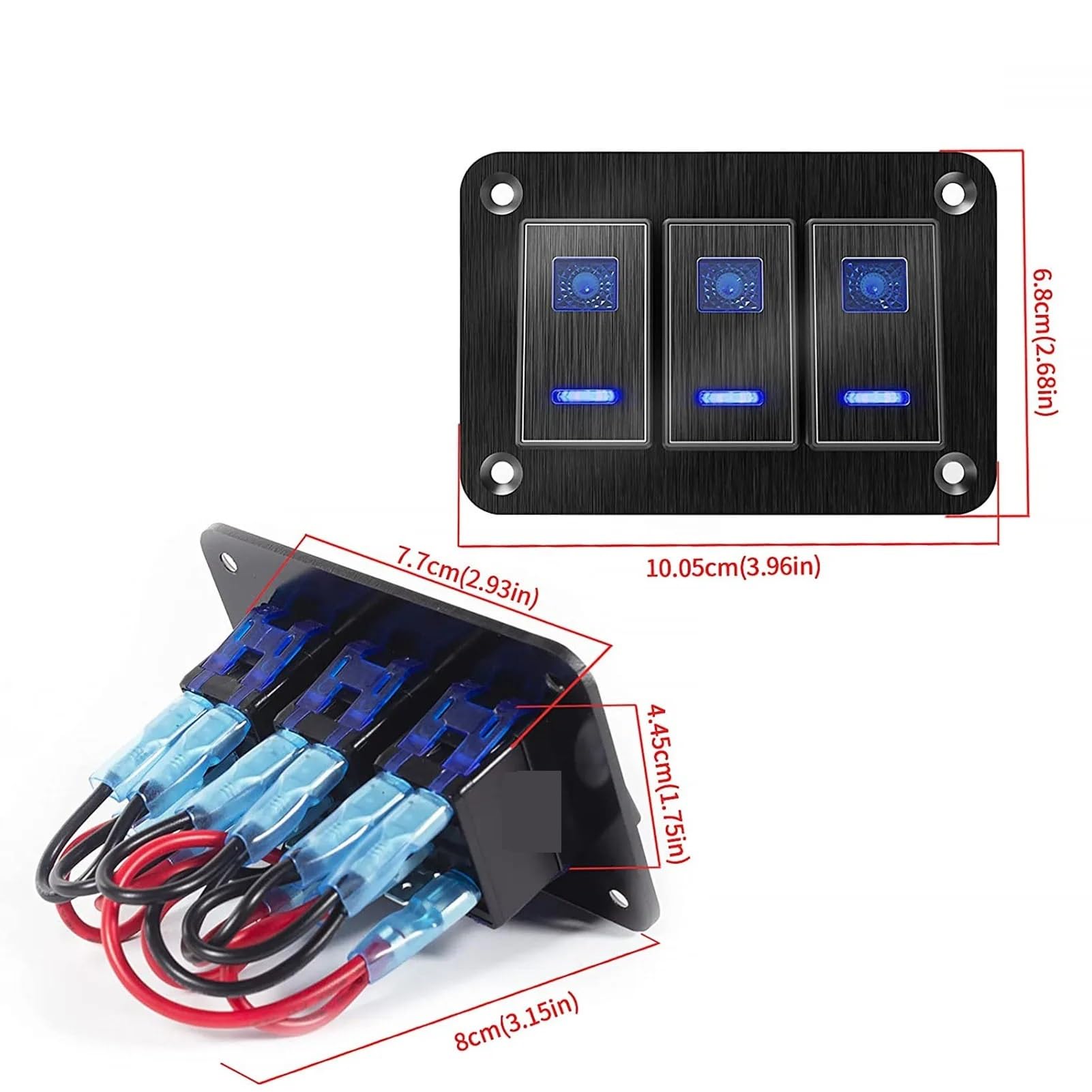 Pannello interruttori a levetta impermeabile a 3 gruppi Fibbie flessibili per PC da 12 V a 24 30 A per camper per auto per yacht Ricambi auto