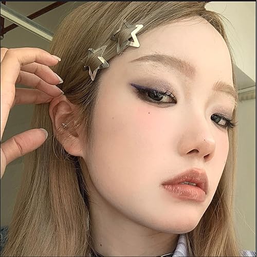 Miniatura 3 de Pinzas para el cabello de estrellas coloridas a presión, pinzas de metal para mujeres y niñas, accesorios para el cabello Y2K (5 piezas de 2.16
