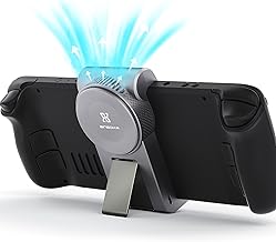 BINBOKPLAY V1 Steam Deck Fan for Cooling, Steam Deck Cooler for CPU with Steam Deck Dock Function for Steam Deck Accessories, Exhaust Cooling System, LED Indicator, Rechargeable USB Port