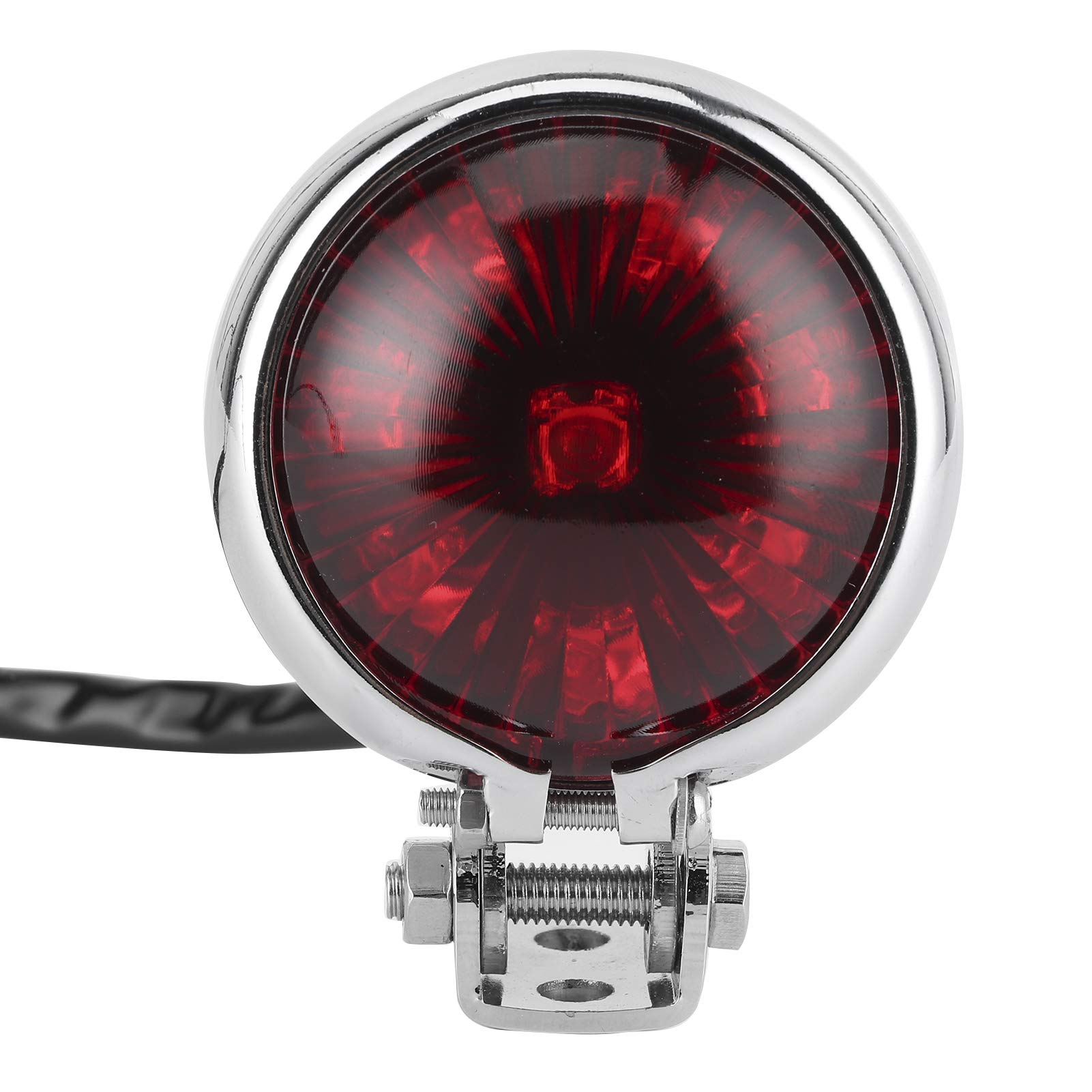 Fanale posteriore per fanale posteriore a LED universale da 12 V per moto con asta di fissaggio a vite(Red-Conchiglia d'argento)