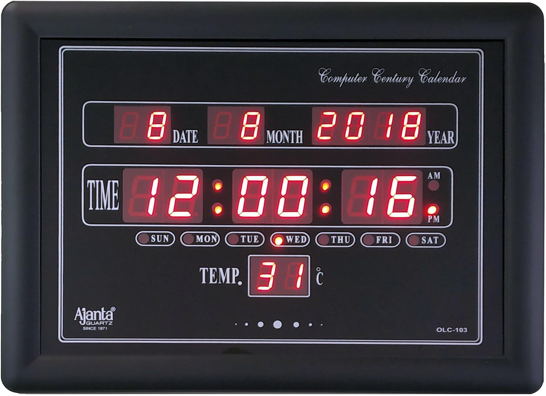 Buy Ajanta Quartz Abstract Plastic Digital LED Rectangle Wall Clock OLC