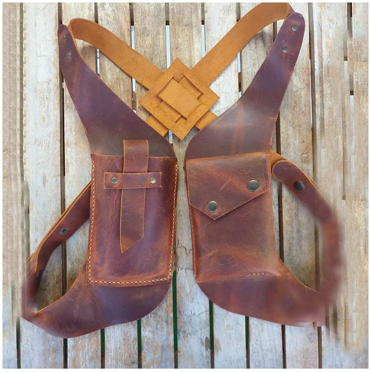 ZXKYZR8 Medieval PU Leather Straps Underarm Bag, Men And Women Retro Steampunk Outdoor Sports Adjustable Button Bag, Wallet Mobile Phone Storage Carry-on Bag, Cosplay Costumes Accessories