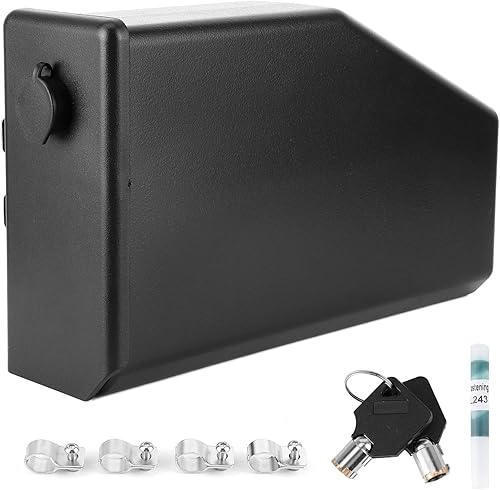 Aramox Caja de herramientas de motocicleta, caja de herramientas lateral izquierda, accesorio de motocicleta negro apto para