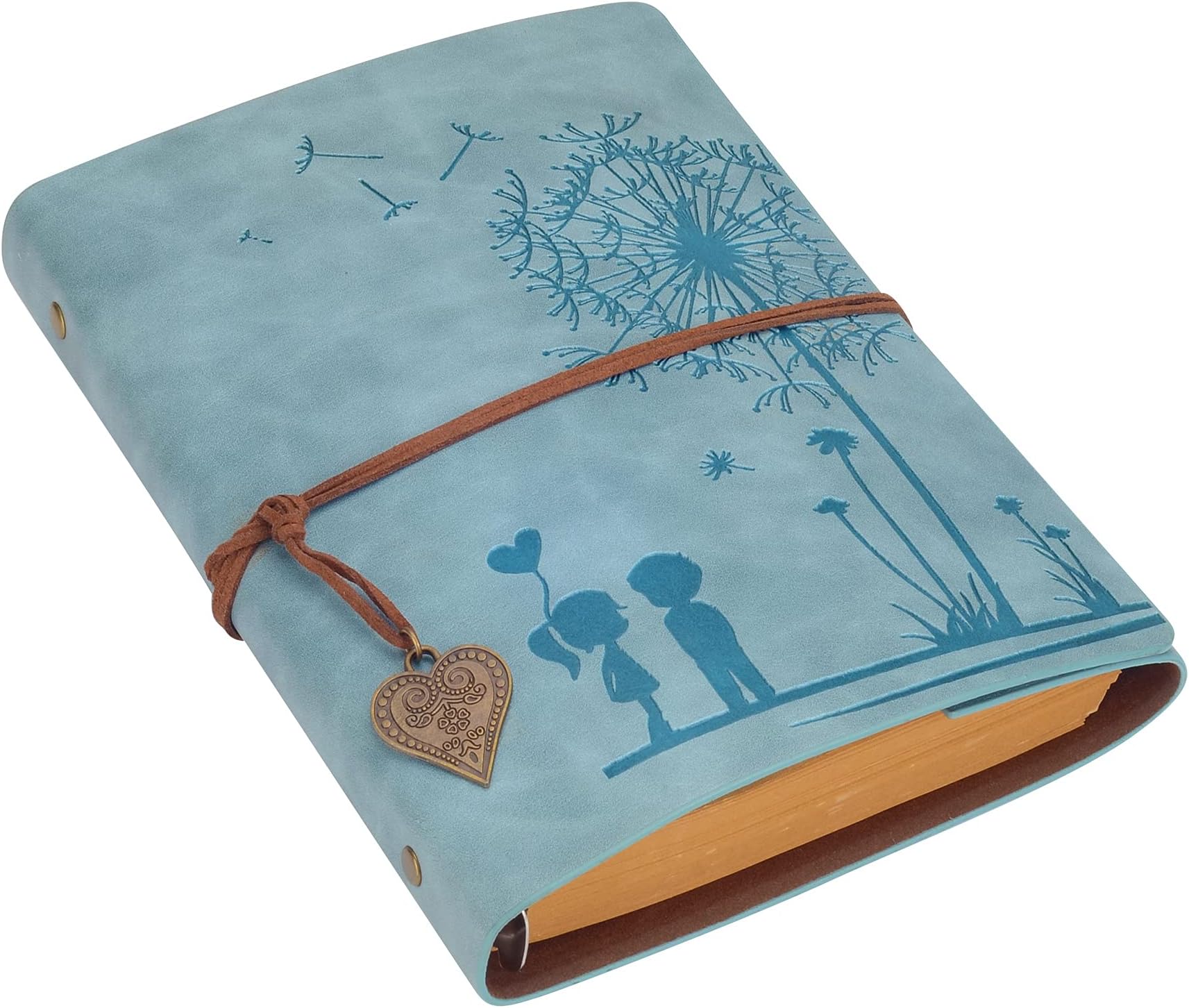 A5 Refillable Journal Leather Notebook Diary Dandelion Vintage Sketchbook Travel Journal for Girls Women, 6 Ring Binder A5 Sketch Book 200 Blank Pages Journal for Writing Drawing