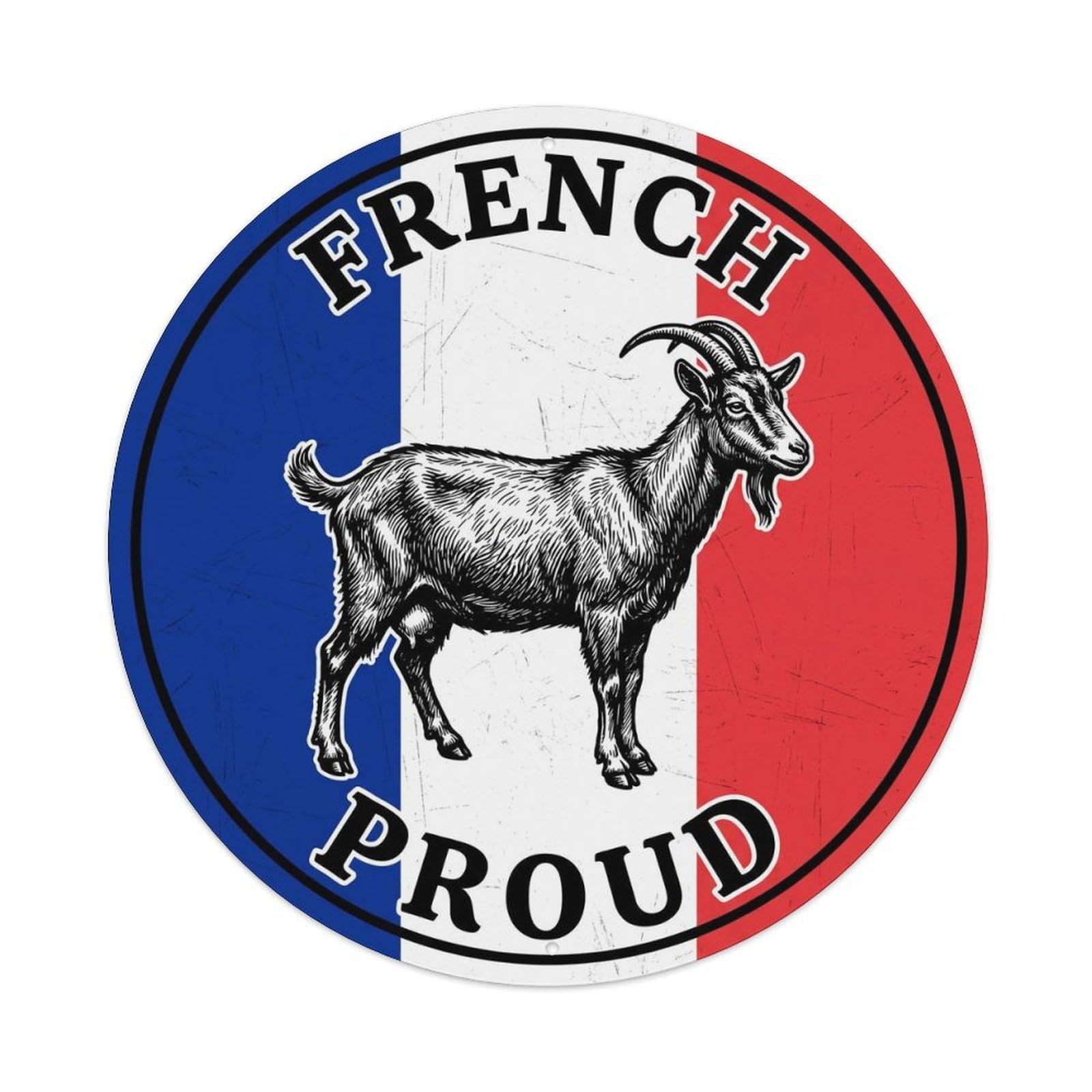 Olhnbad Style French Proud Goat Farm Animal National Emblem Metal Tin Sign