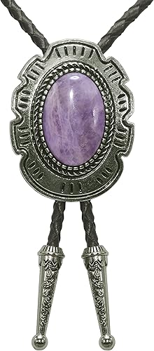 Miniatura 3 de Bolo - Corbata con cierre de oso y piedra de gema, estilo celta Parterre, auténtica y cuerda de cuero vacuno