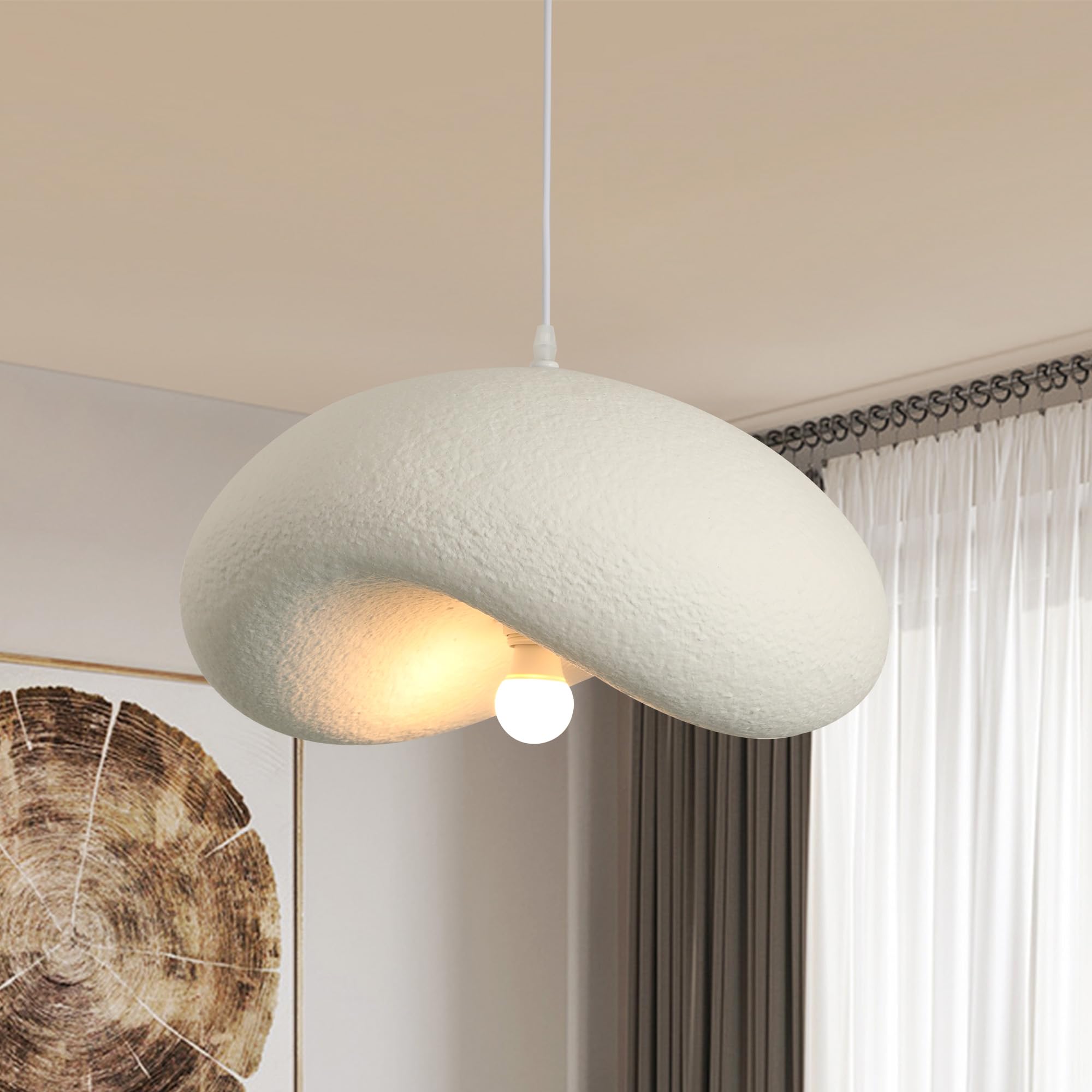 Hvkvhvy White Modern Cloud Lamp Chandelier,Japanese Wabi-Sabi Style Chandelier, E27 Hat Shape Lampshades For Ceiling Lights, 50Cm Pendant Light For Dining Room Kitchen Island Dining Room Bedroom