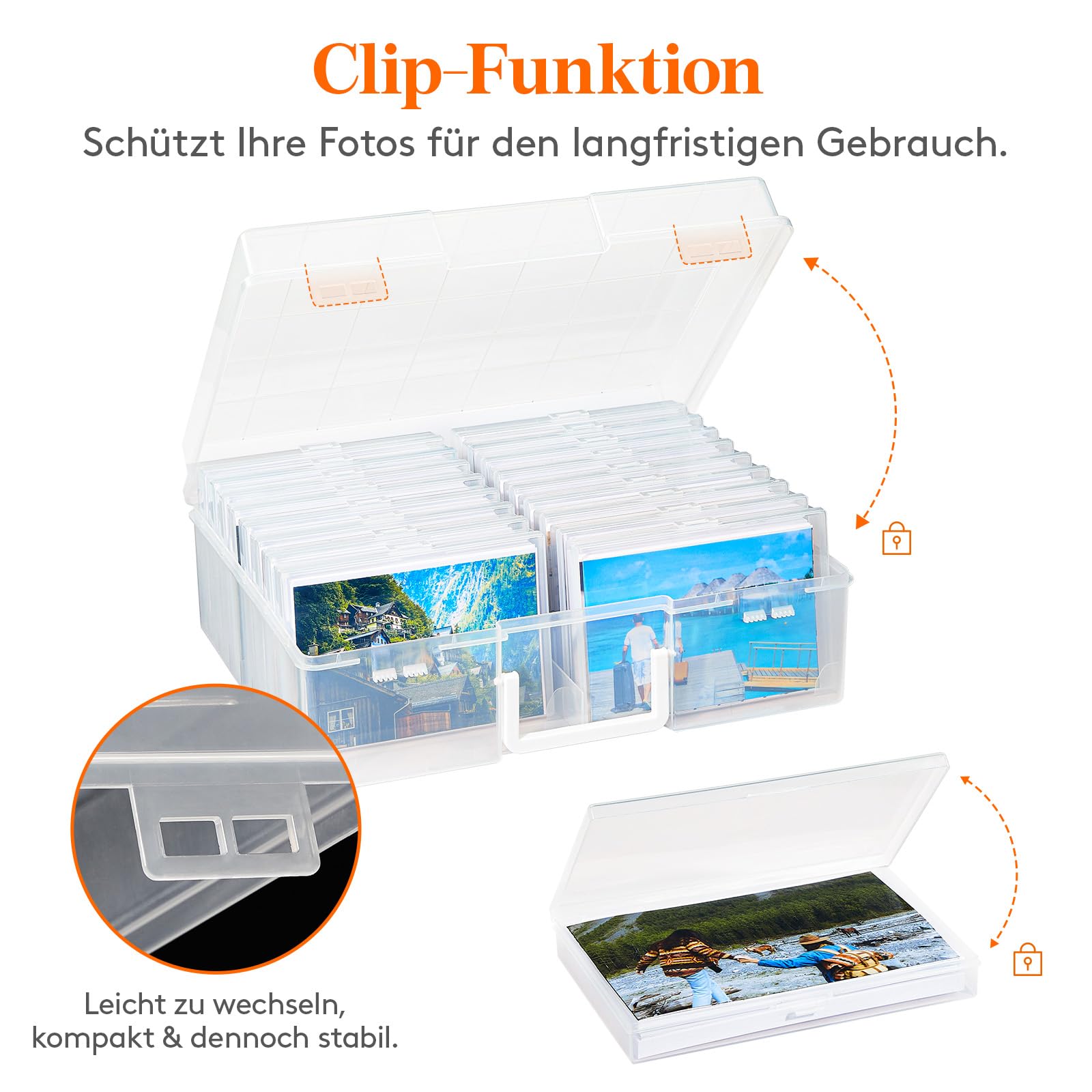 Lifewit Fotoaufbewahrungsbox 10,1 x 15,2 cm, 18 Fotohalter, durchsichtige Fotoboxen, Kunststoff Foto-Organizer