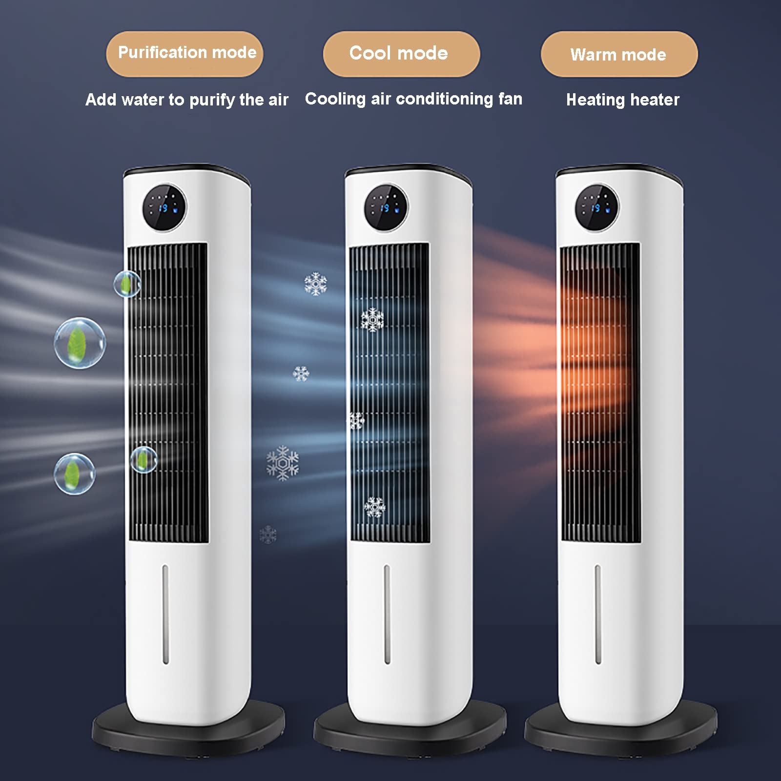 Enfriador de aire evaporativo, ventilador oscilante para interiores con control remoto, 4 modos/3 velocidades, acondicionador sin cuchillas de 35 pulgadas para dormitorio, oficina, tanque de agua de 7
