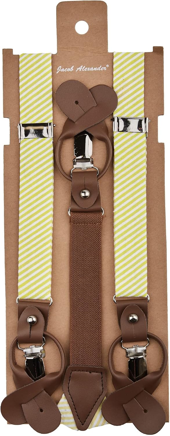 Jacob Alexander Boys' Seersucker Striped Pattern Suspenders
