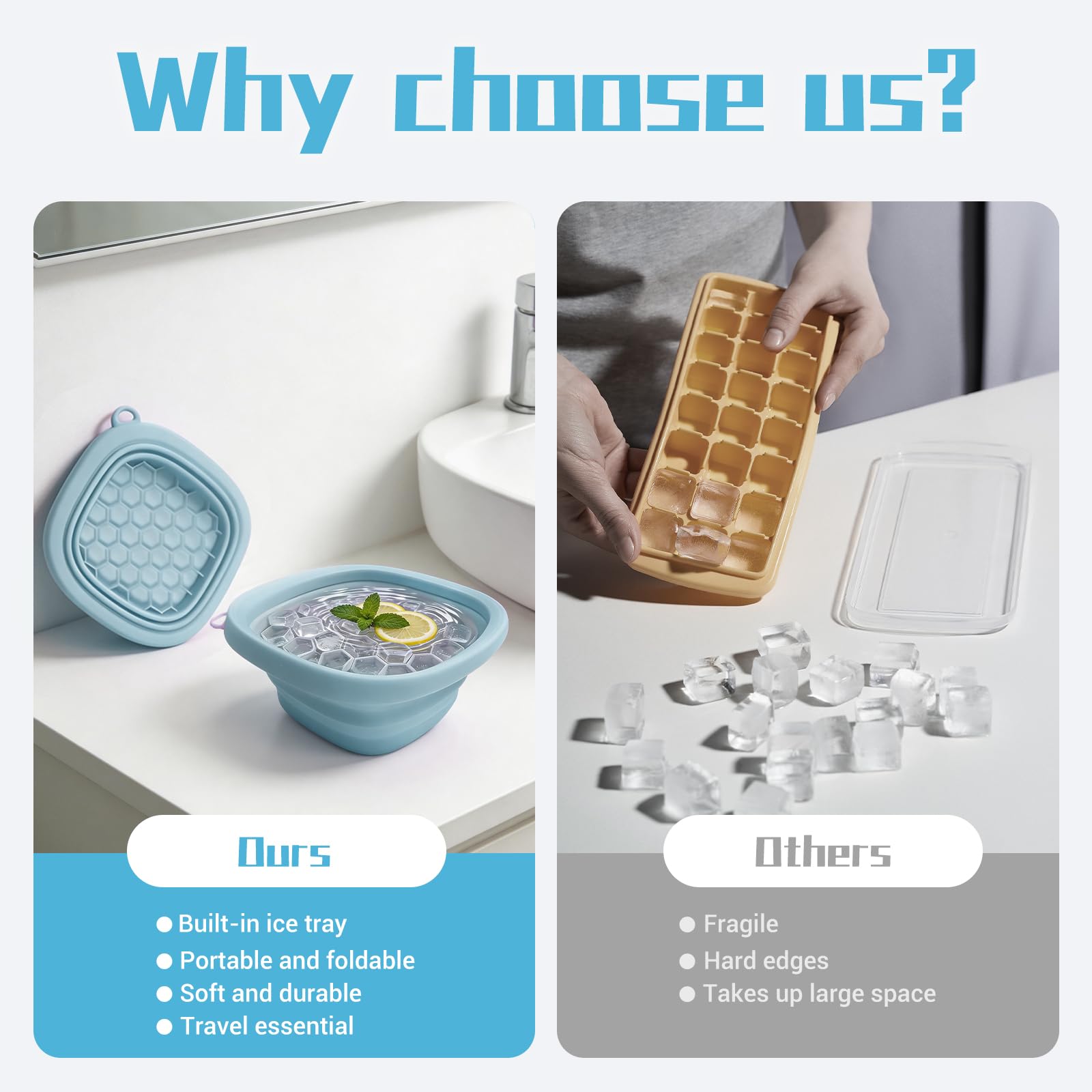 Bol de Bain à Glace en Silicone,Ice Bath Bowl,Convient aux Voyages et à une Utilisation à Domicile, Réduit les Gonflements et Apaise la Peau, Sans BPA et Inodore (Bleu)