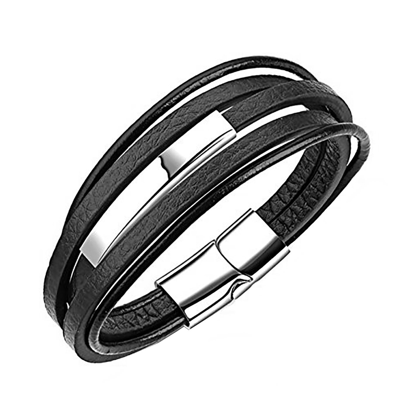 Zivom® Multi-Layer Chocolate Black Leather Wrist Band Strand Rakhi Bracelet for Men (B07FLX9QP7) Amazon Price History, Amazon Price Tracker