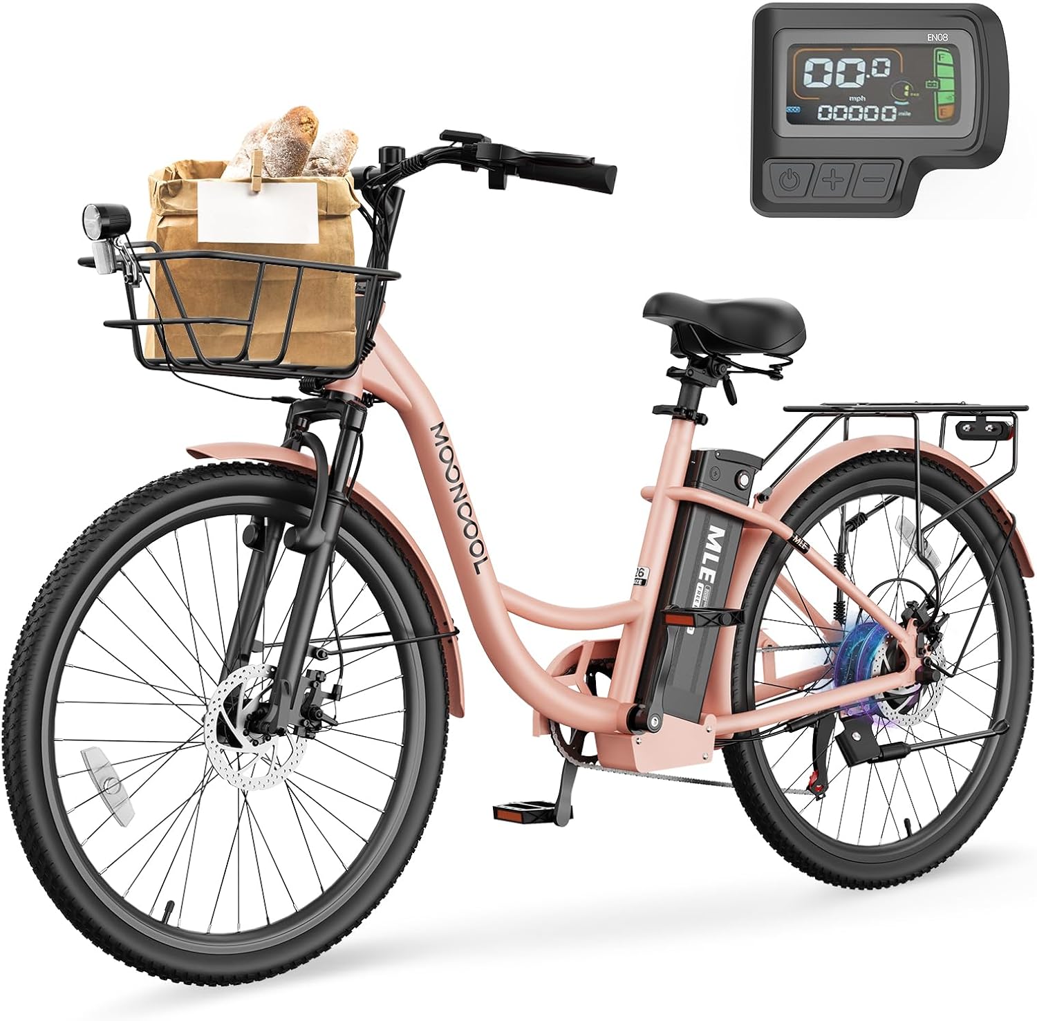 LILYPELLE Electric Bike for Adults, 700W Peak Power Commuter Ebike with 36V 10.4Ah Removable Battery, 7-Speed 24'' 26'' Tires City Cruiser Ebike E-Bicycle