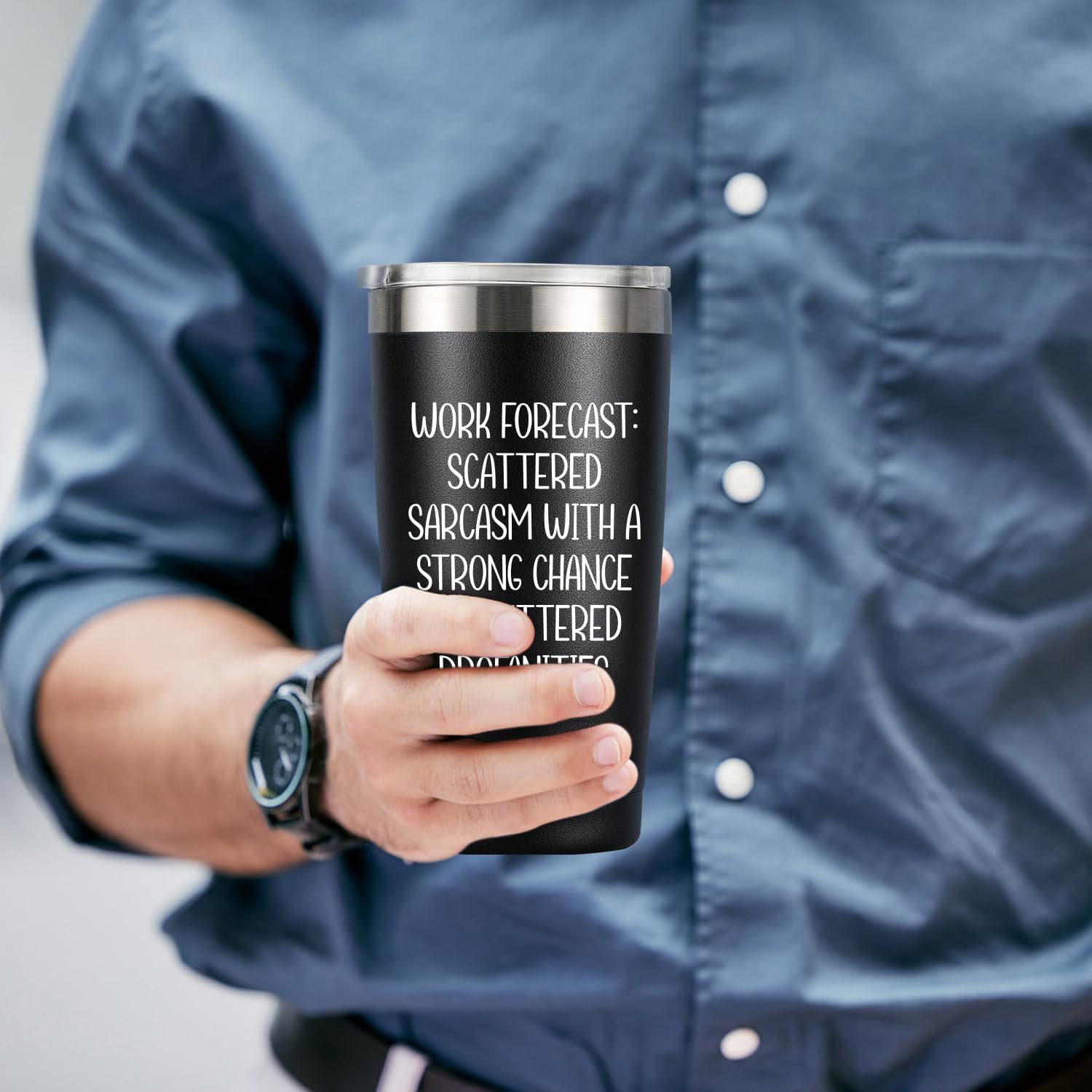 Work Forecast Coffee Tumbler - Funny Coworker Birthday Gift Idea for Him or Her – Present for Boss Employer Bestfriend - Sarcastic Gag Going Away Farewell Drinking Cup - 20oz Novelty Drinkware - Image 7