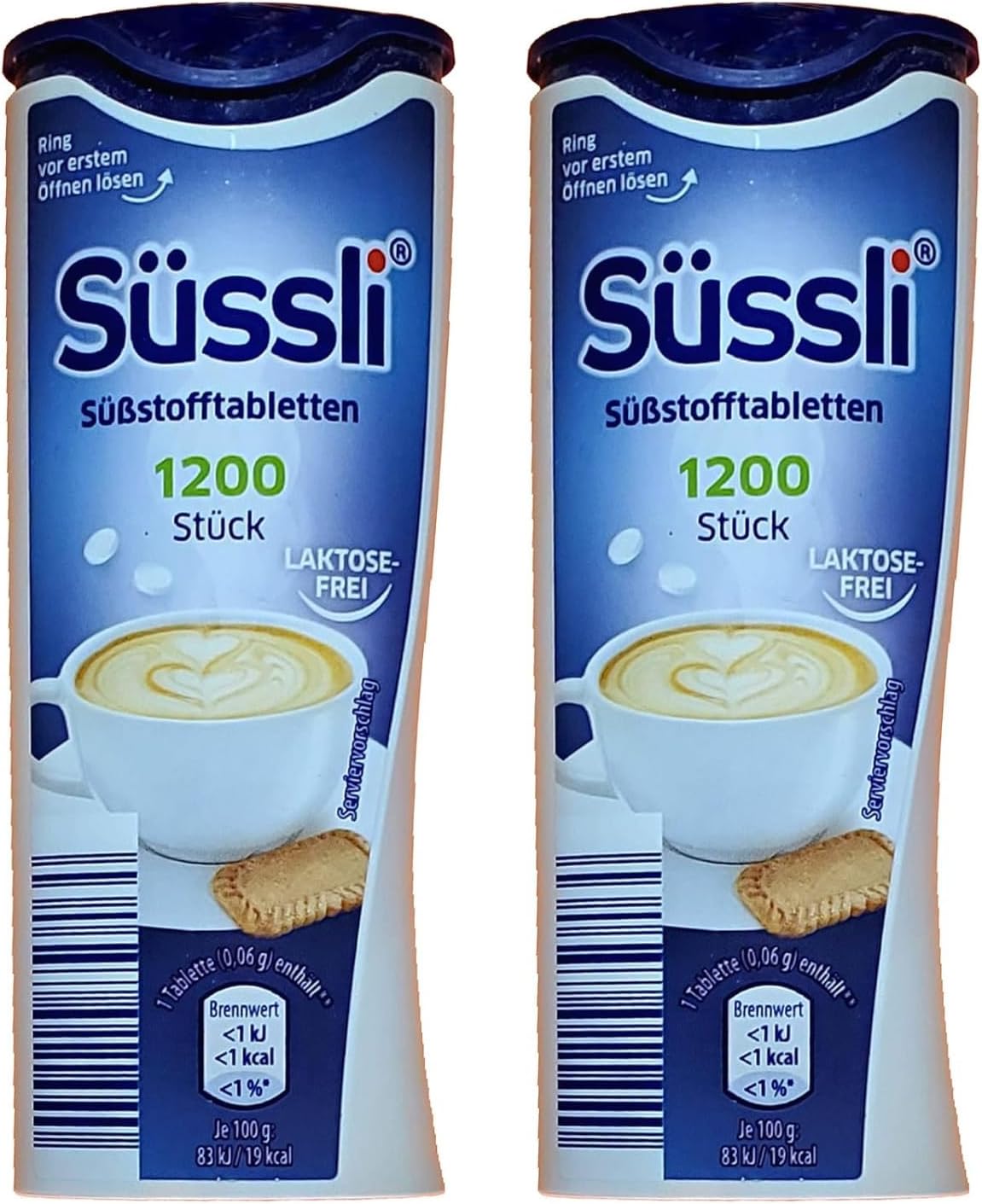 Suessli German Sweetener Lactose-Free Tablets in Dispenser - 2400 Pieces (Pack of 2)