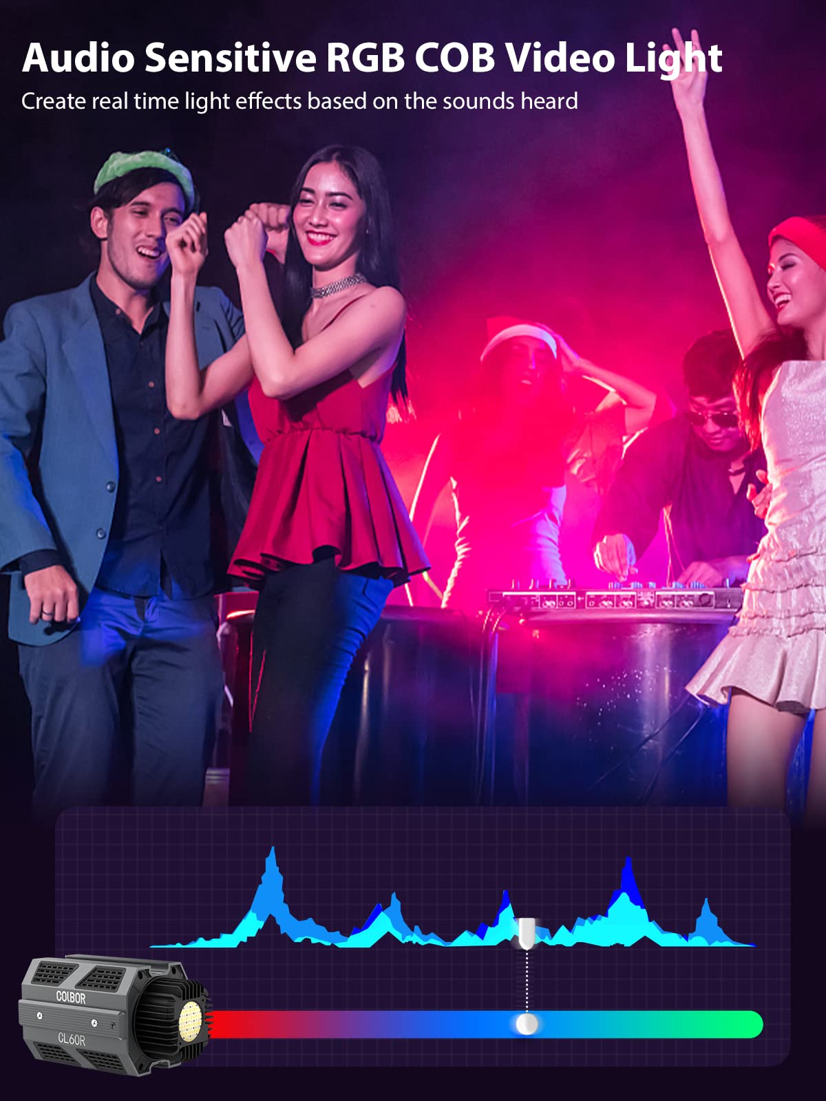 Video Light, COLBOR CL60R RGB COB Continuous Output Lighting 65W