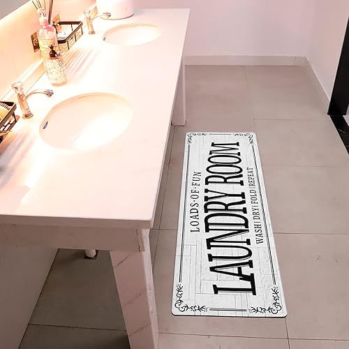 Miniatura 7 de ZHLHPER Alfombra antideslizante de goma con parte trasera de goma de 20 x 47 pulgadas, lavable a máquina, alfombra de lavandería para lavandería,
