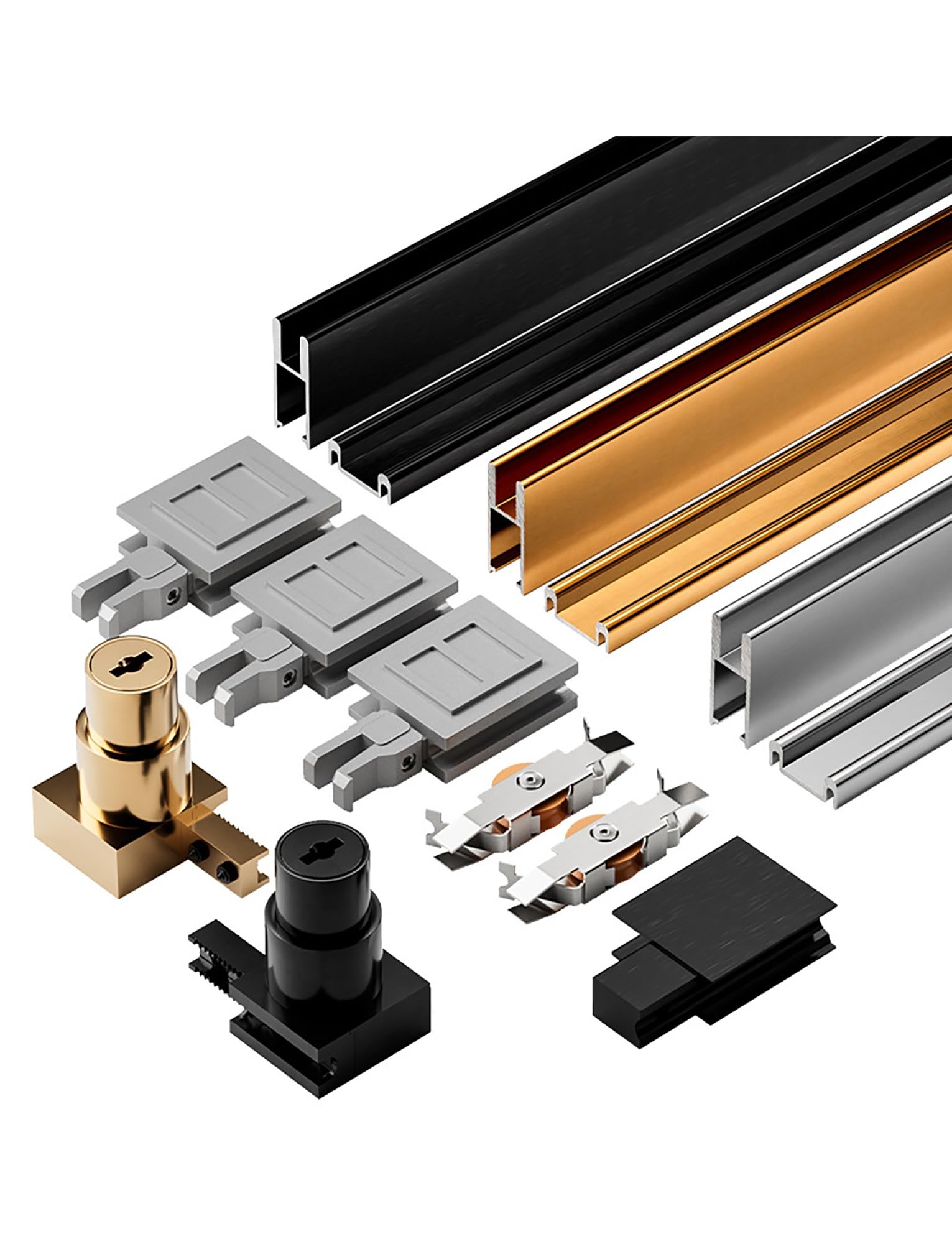 Kit binario scorrevole in vetro con design silenzioso per vetrine, librerie e armadi