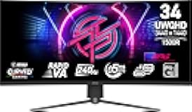 MPG 346CQRF X24 34-inch 3440 x 1440 (UWQHD) Gaming Monitor, 240Hz, Adaptive-Sync, HDR Ready, HDMI, VGA Port, VESA Mountable, Tilt, 4-Side Slim Bezel, 0.5ms, Black