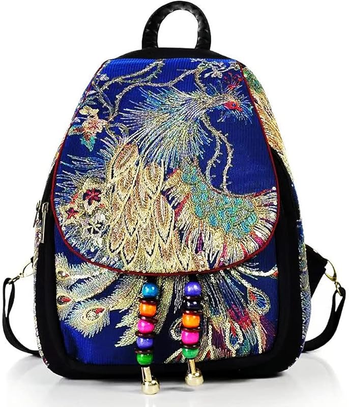 Mochila feminina de lona bordada com pavão em oferta na Shopee Mochila feminina de lona bordada com pavão em oferta na Shopee
