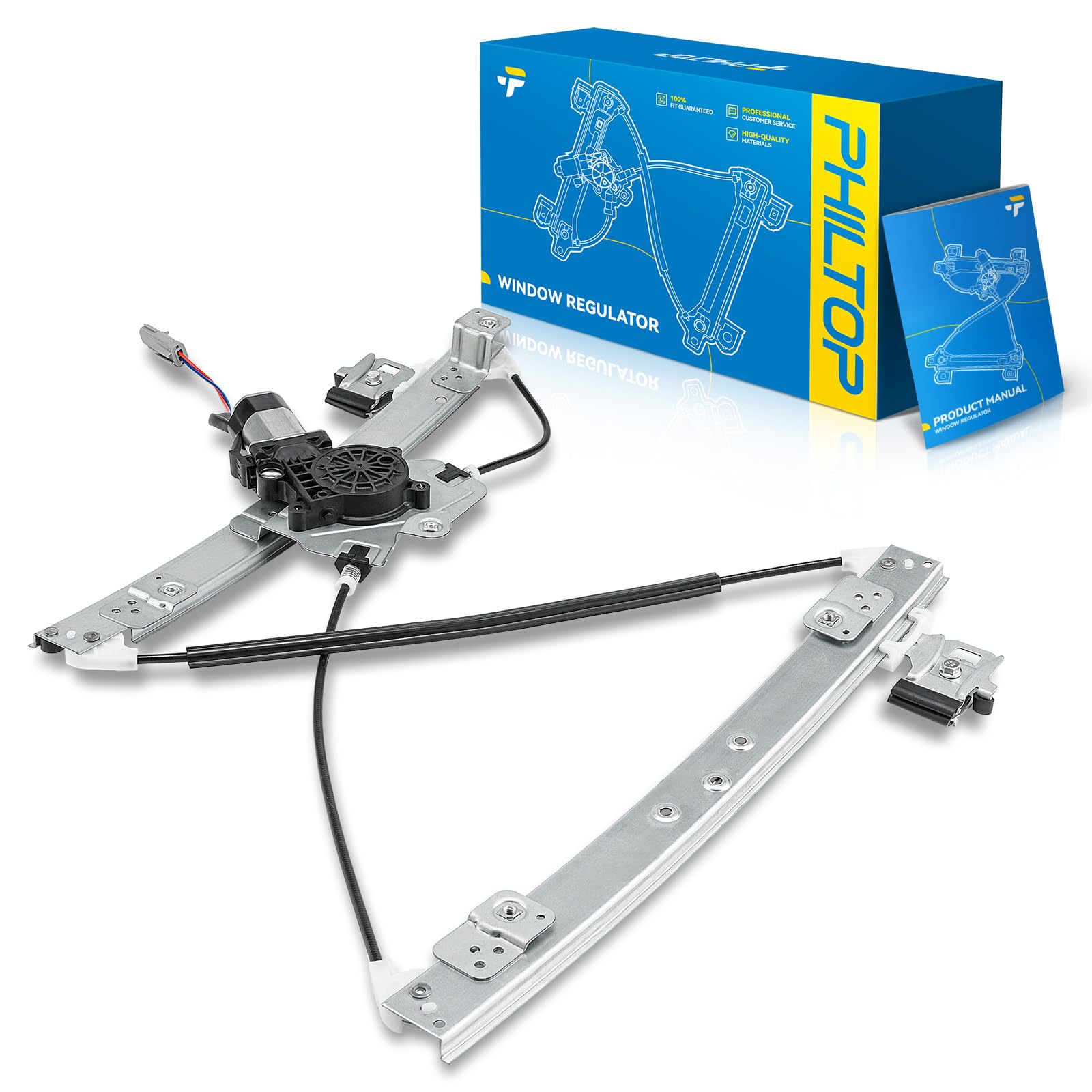 PHILTOP Front Left Driver Side Power Window Regulator and Motor Assembly Compatible with 2005-2010 Chrysler 300 2006-2010 Dodge Charger 2005-2008 Dodge Magnum Replaces 748-619,2 Pins