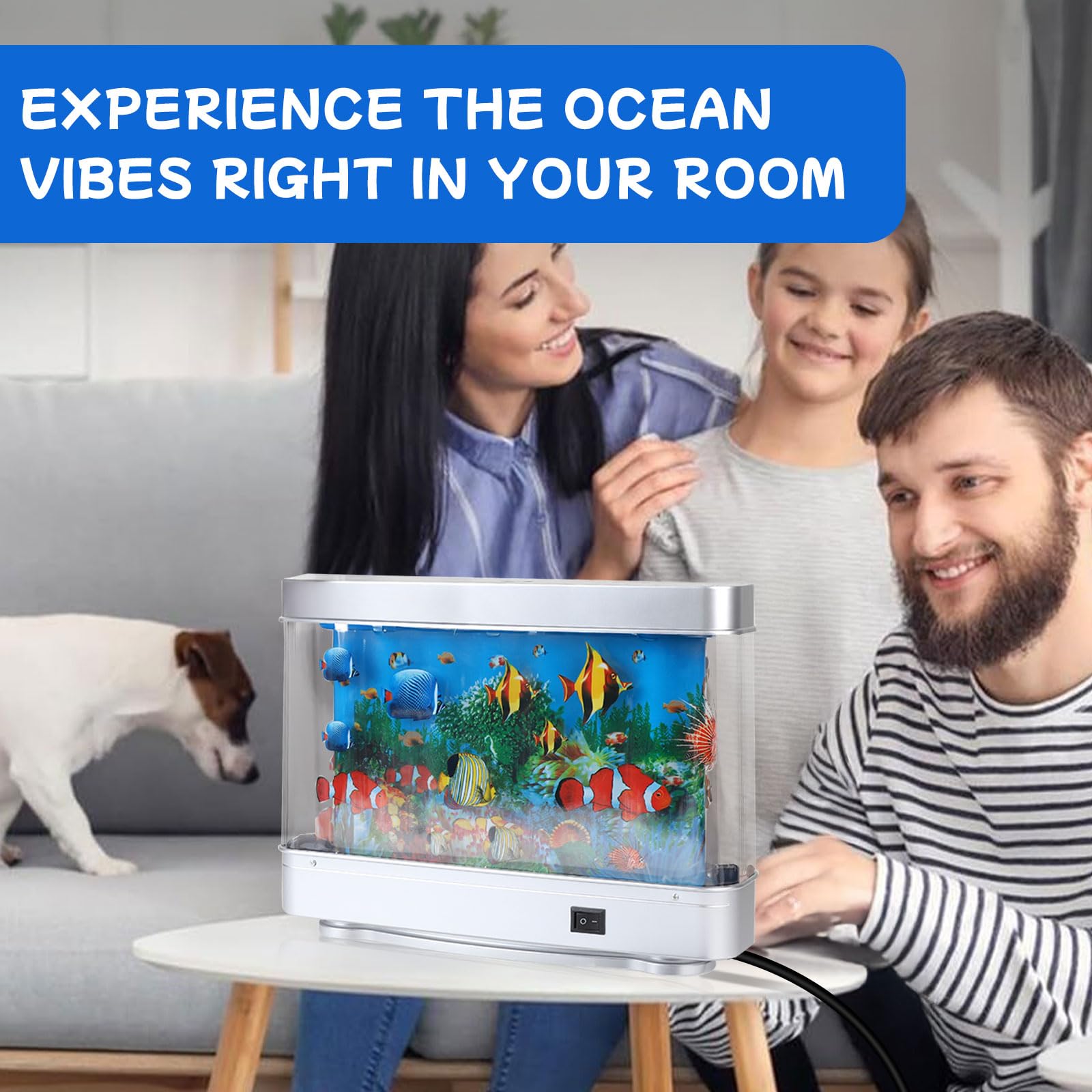 SWAWIS Künstliches Aquarium Fake Aquarium Ocean Fisch Lamp Nachtlicht Dynamischer Virtueller Ozean künstliche Tropische Landschaft Raumdekoration für Raumdekoration EU-Stecker