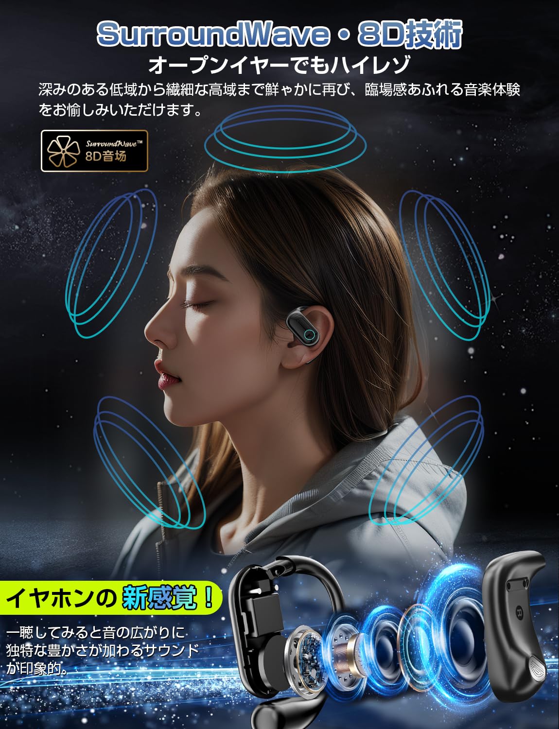 【耳を塞がない新自由】アクセ感覚で一日中OK！最新OWSイヤホン 驚きの高音質 Amazon.co.jp: イヤホン bluetooth OWS ワイヤレスイヤホン 【まるで耳