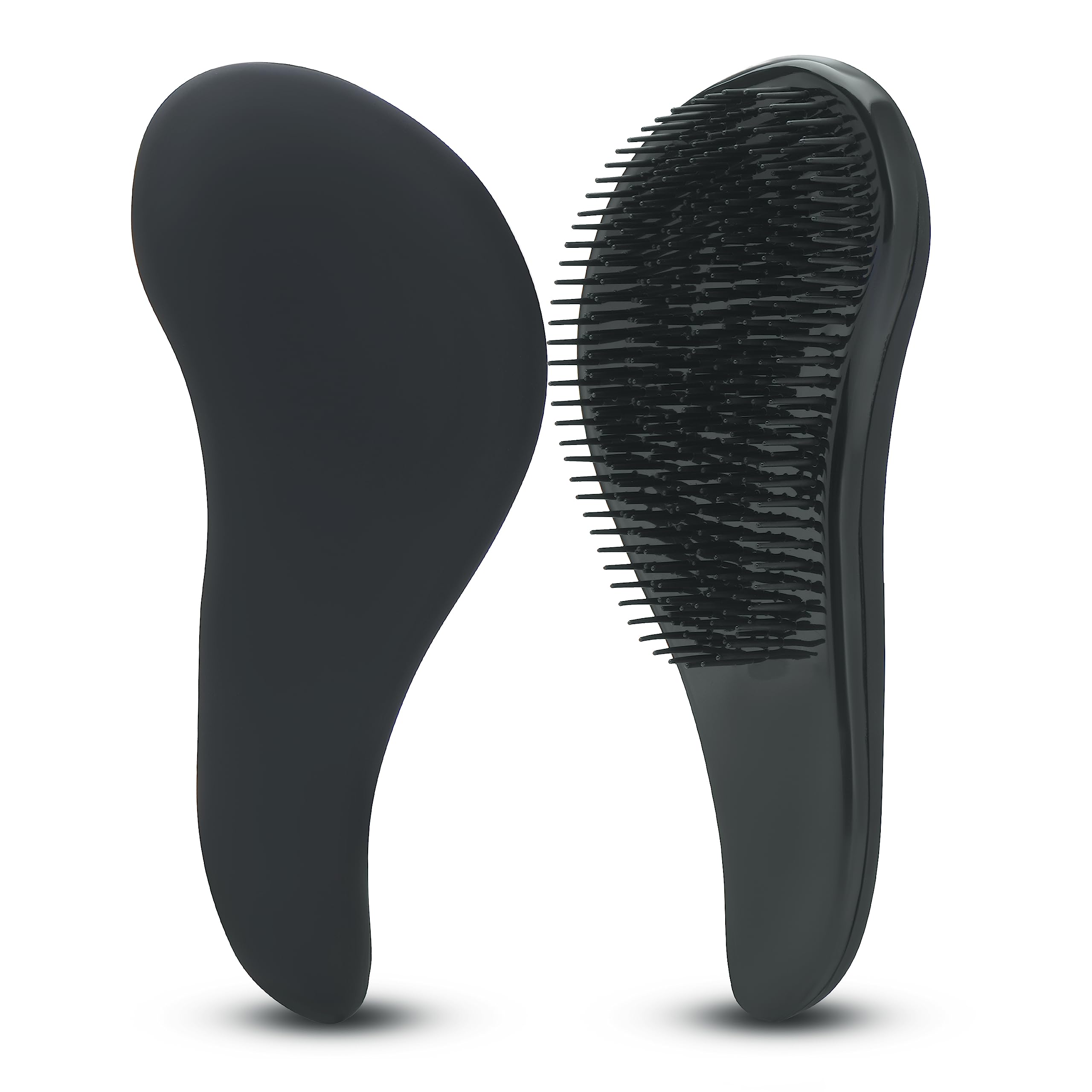 Detangling Hair Brush For Kids And Adults, Gentle Hair Care Brushes With Soft Flexible Bristles For Straight, Natural, Curly, Dry, Or Wet Styling, Helps Loosen Knots And Tangles, The Scoopie (Black)