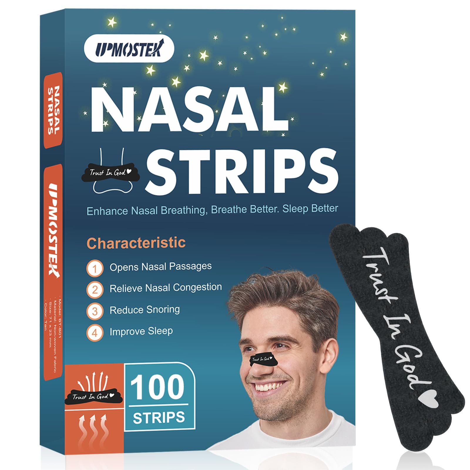 Nasal Strips for Snoring - Extra Strength Nose Strips for Breathing - Nose Tape for Sport Work and