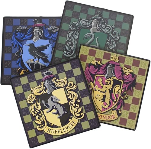 Harry Potter Posavasos cuadrados unisex para adultos, paquete de 4, amarillo ocre, estándar de EE. UU, Ocre amarillo