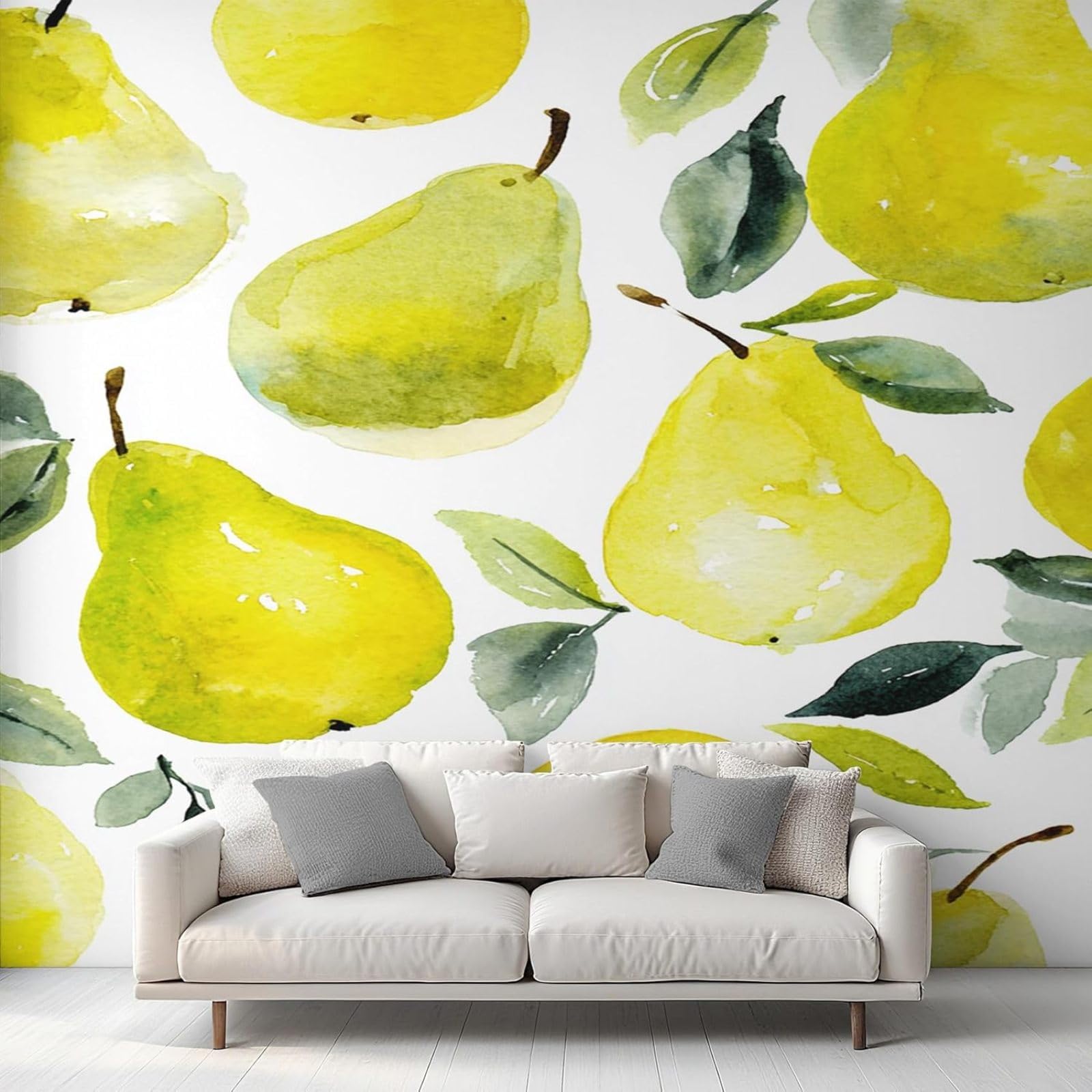 Papier peint fruits aquarelle intissé pour créer une ambiance douce dans la chambre