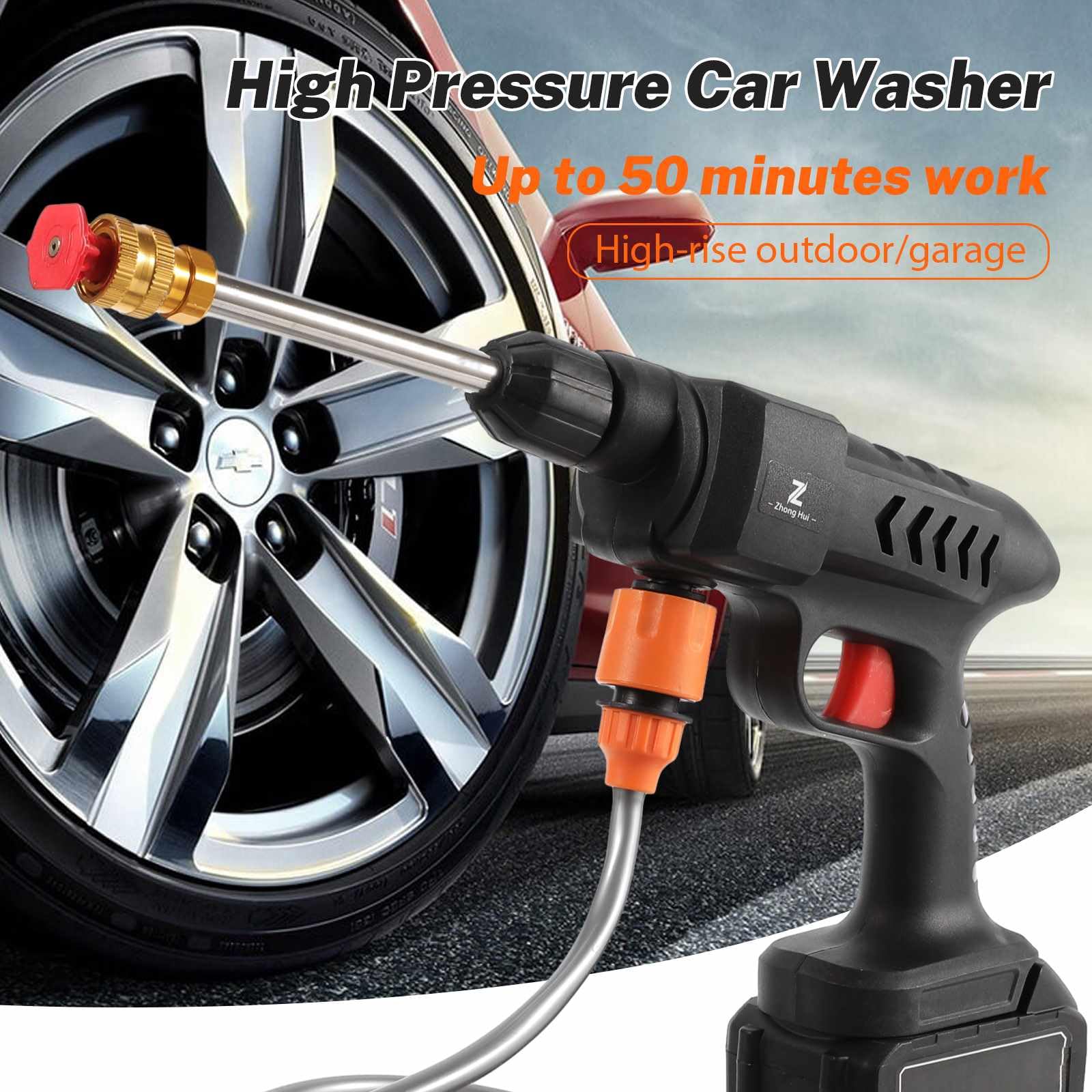 Joulli Lavadora de alta presión con batería, pistola de agua portátil de alta presión, lavadora de coches, pistola de pulverización, generador de espuma, pistola de agua (20000 mAh),QD0114