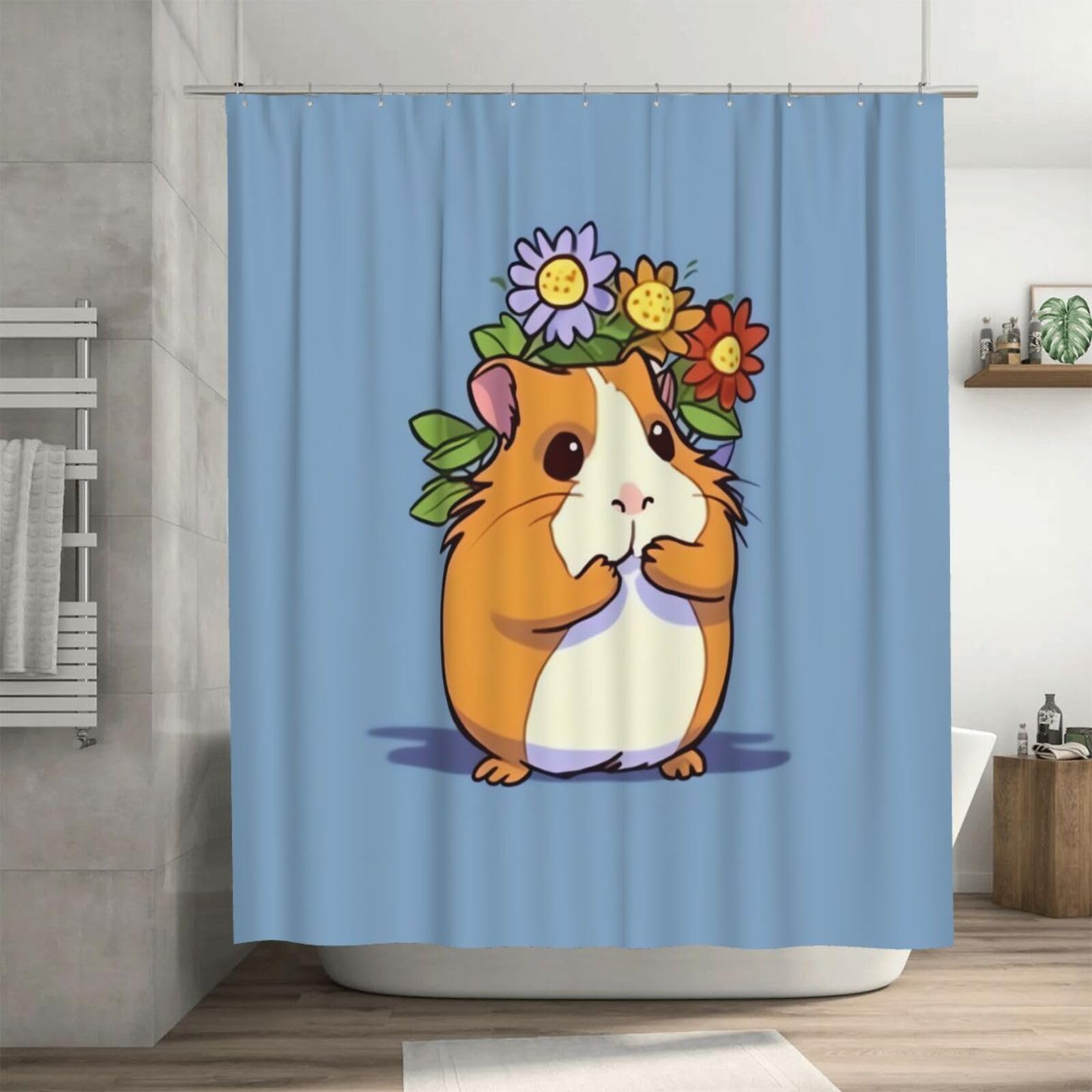 Rideau de douche imperméable rustique 183x183 cm avec 12 crochets pour salle de bain