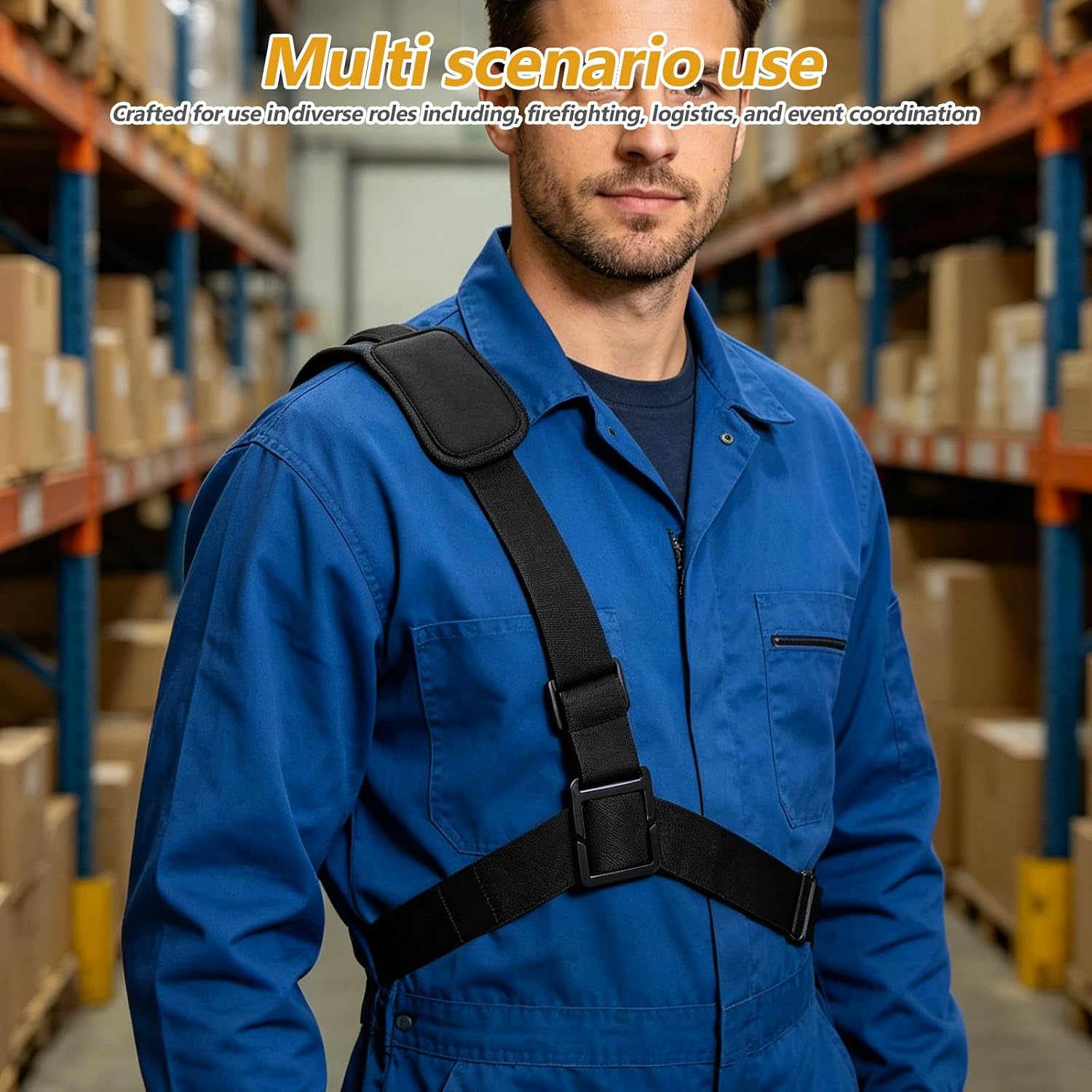 Radio Chest Harness Strap - Body Worn Camera Single Shoulder Harness with Elastic Band and Buckle - Interphone Chest Strap for Event Police Firefighter