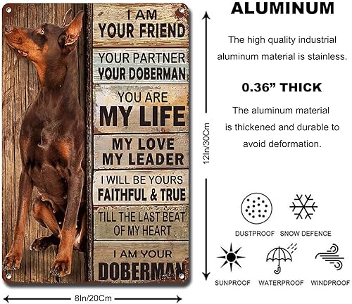 Miniatura 5 de Lygond Letrero de metal con texto en inglés "I Am Your Friend", regalo para amantes de Doberman, amantes de los perros, impresiones artísticas de