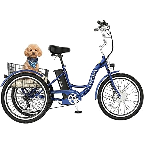 MOONCOOL Adult Electric Tricycle, 350W Front Drive Motor (Peak 700W), 15.5MPH E-Trike, Removable 36V 14.5Ah Battery, Max 60 Miles, 7-Speed 3 Wheel Electric Bike