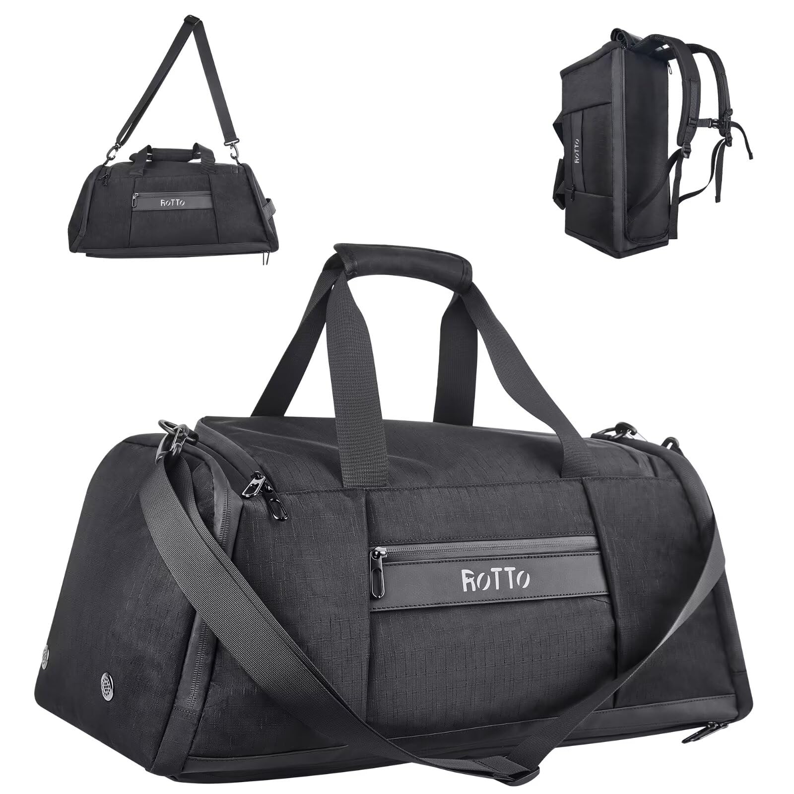 ROTTO Duffel Bag 55L Sports Gym Bag with Shoe Compartment & Frozen Drinks Insulation Compartment with Backpack Straps & Shouldder Strap