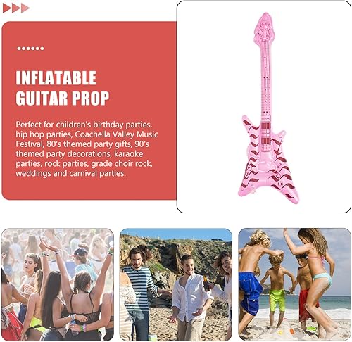 Miniatura 5 de Alipis Estrella de rock inflable, decoraciones de fiesta de los años 80 y 90, bajo eléctrico inflable, instrumentos musicales, accesorios de