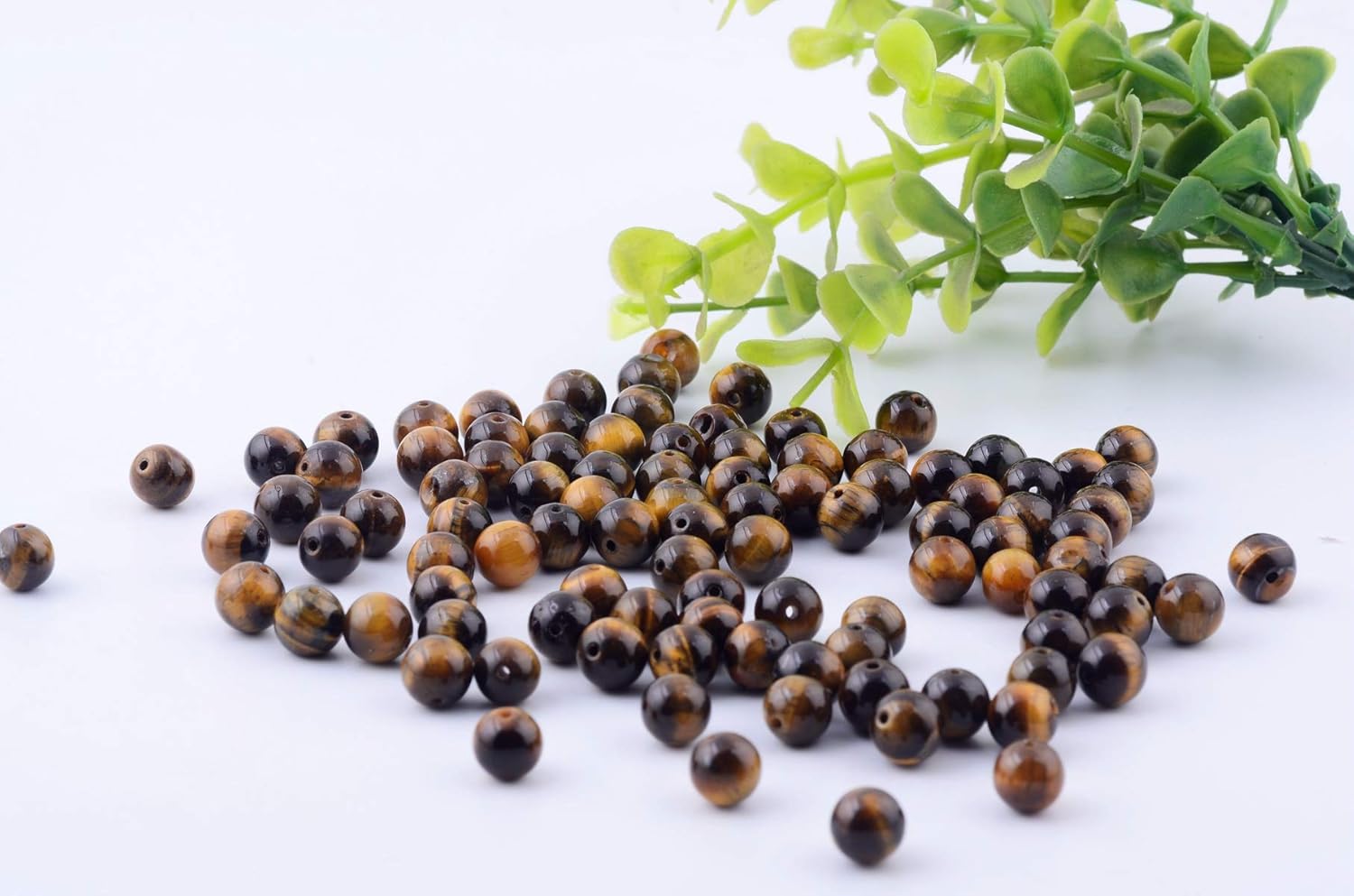 Natural Stone Beads 100pcs 8mm Tiger Eye Round Genuine Real Stone Beading Loose Gemstone Hole Size 1mm DIY Smooth Beads for Bracelet Necklace Earrings Jewelry Making (Tiger Eye, 8mm) - Image 4