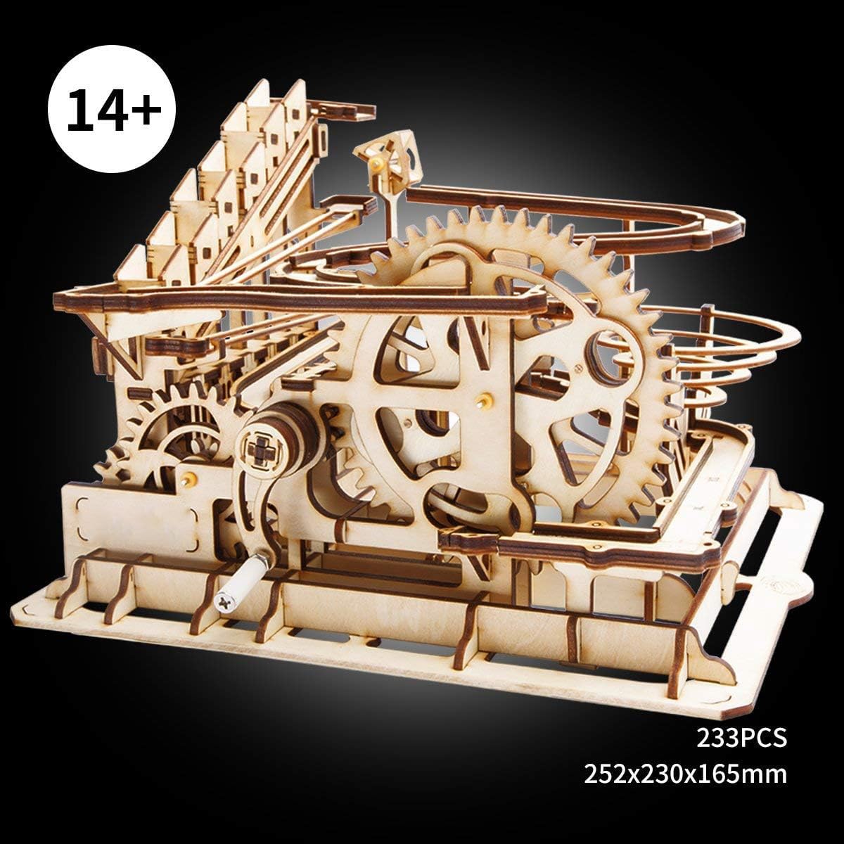 Robotime Marble Run Drewniana układanka, puzzle 3D, mechaniczny model do zbudowania, zestaw dla dorosłych
