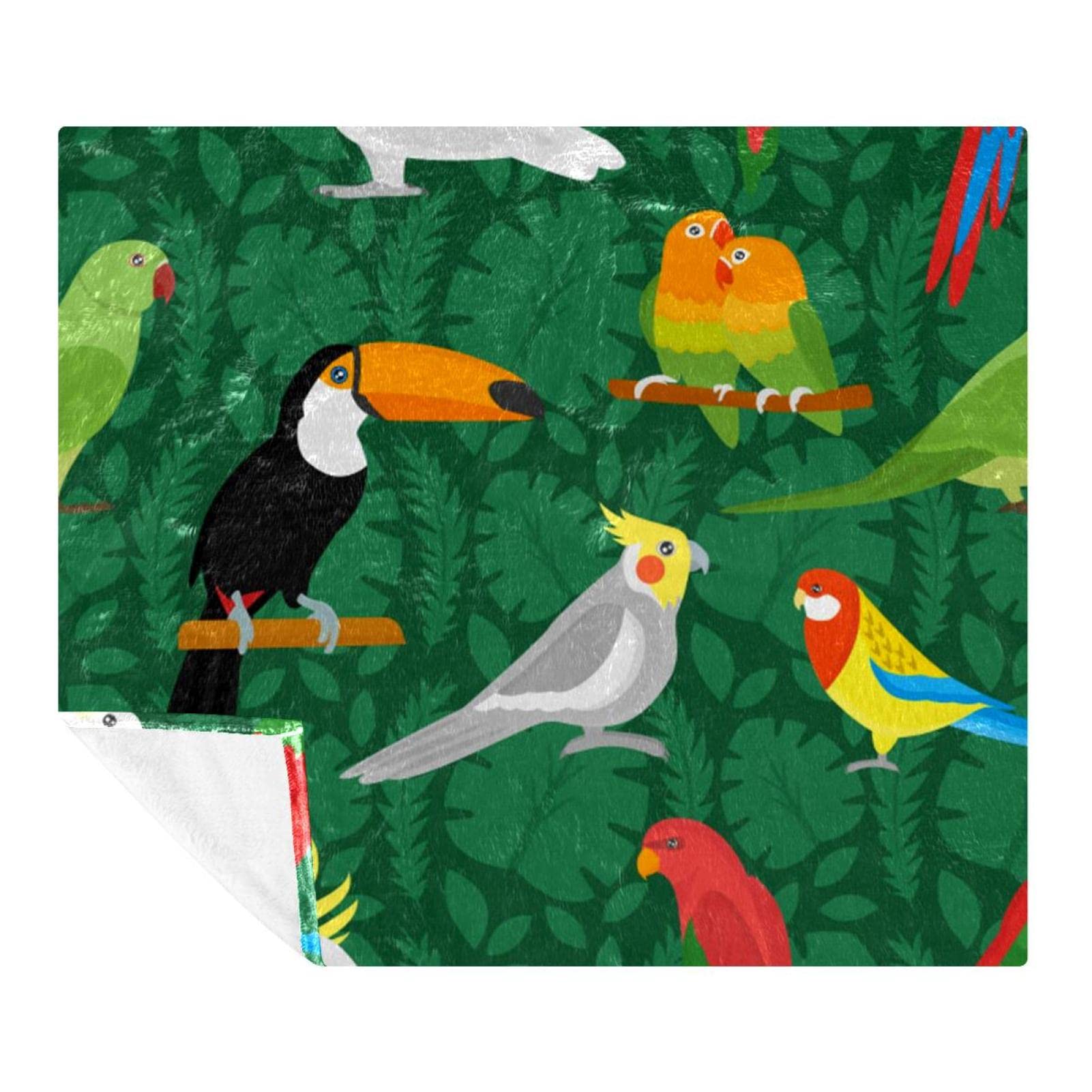 Couverture douce et confortable anti-frissons plaid microfibre léger motif toucan