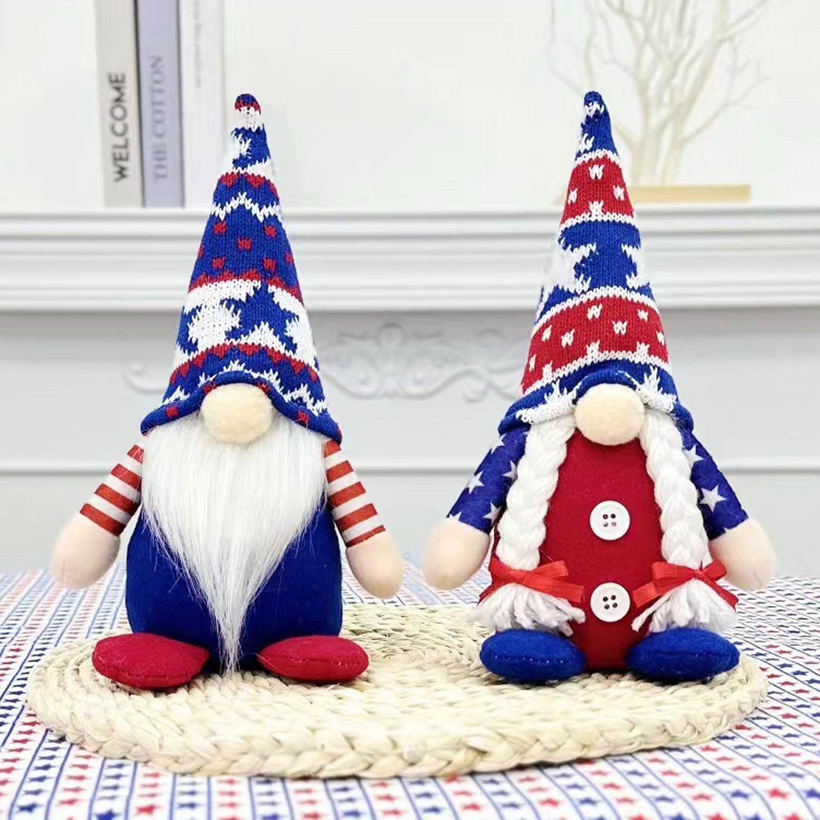 4th of July Decorations, 2Pcs Plush Patriotic Gnomes Decorations for Home, Red White and Blue Independence Day Gnome Gifts for Independence Day Memorial Day Decor