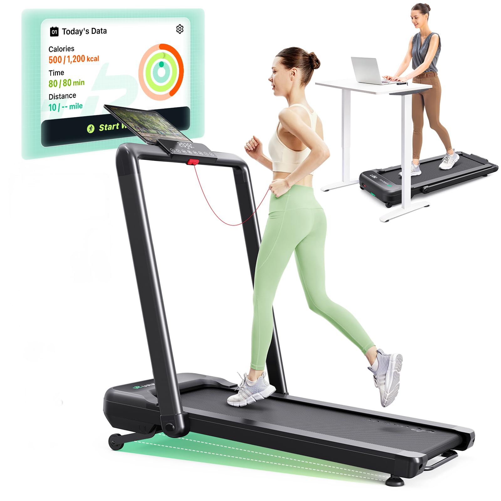 Smart Laufband mit 9% automatischer Steigung – 2,5 PS Brushless-Motor, Klappbares Walking Pad fürs Zuhause & Homeoffice,extra große Lauffläche,leise & gelenkschonend,KI-App mit World-Tour & HIIT