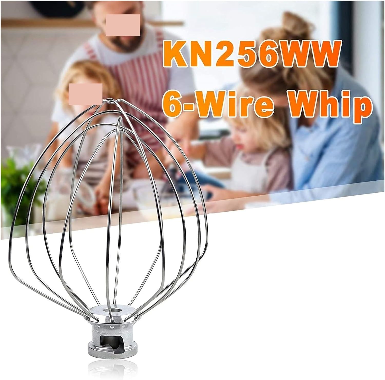 KN256WW 6-Wire Compatible for Whip Attachment ，Compatible for KitchenAid 5-6 Quart Bowl-Lift Stand Mixer Accessory Replacement, Egg Cream Stirrer
