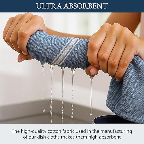 Miniatura 13 de LANE LINEN Juego de 24 toallas de cocina 100% algodón natural absorbentes para cocina, paños de lavado reutilizables, lavables a máquina, 14 x 25