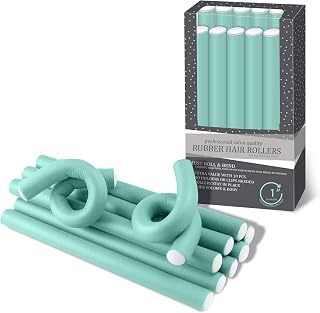 My Beauty Spot Flexi Rods Foam Hair Rollers 1" Diameter Professional Salon Quality 10 Pcs Rubber Hair Rollers for Medium to Long Hair (Blue)