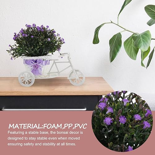 Miniatura 2 de Yardwe Decoración para el hogar, decoración de flores artificiales para bicicleta, soporte para plantas de bicicleta, adorno de bonsái, exhibición