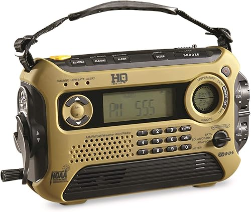 HQ Issue Radio digital multibanda con energía solar, radio meteorológica y radio de emergencia con luz de emergencia Olive Drab
